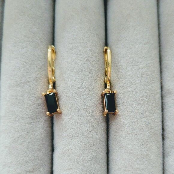 5/$25 Gold Tone Black Rhinestone Huggies - Picture 6 of 7